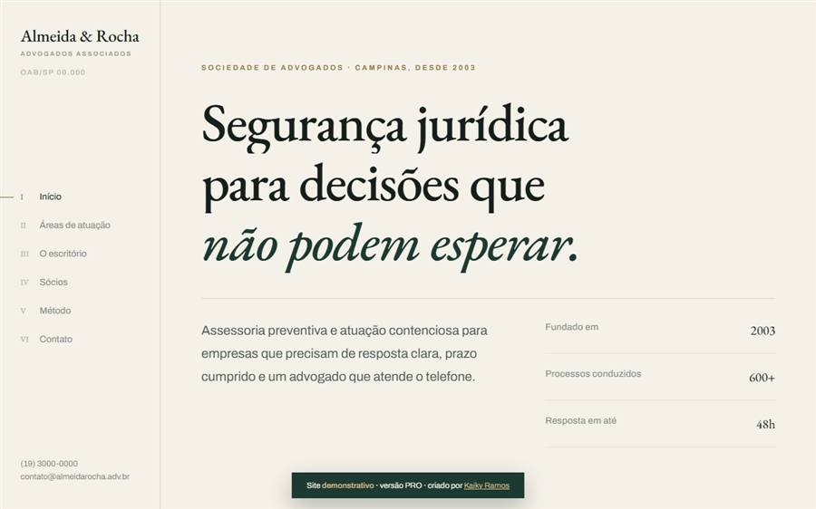 Versão PRO editorial do site de advocacia