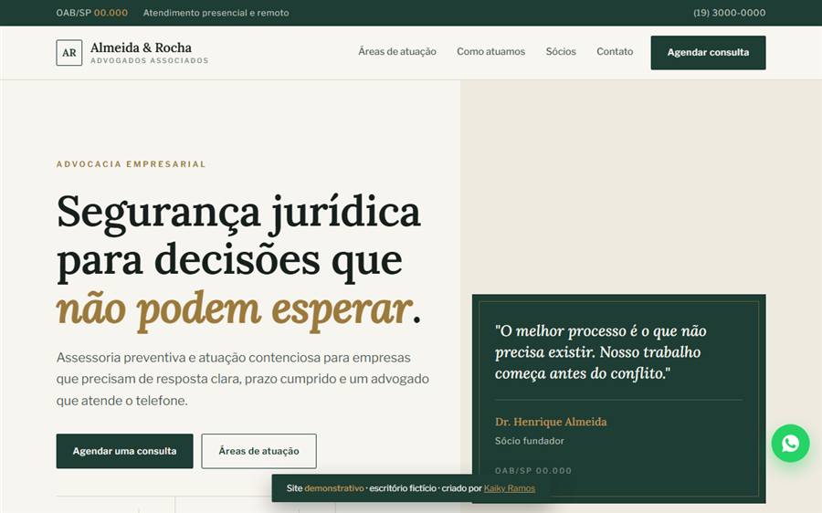 Versão Essencial do site de advocacia