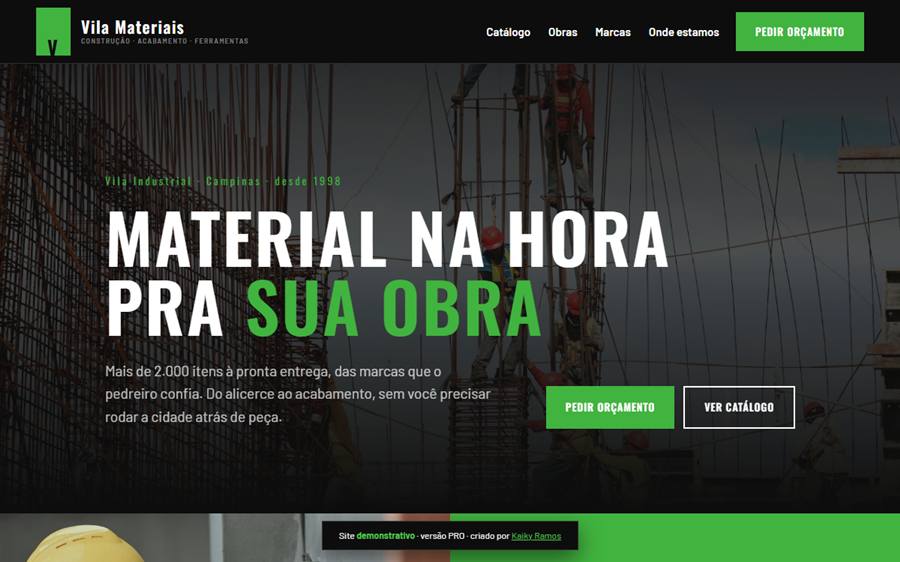 Versão PRO do site de material de construção
