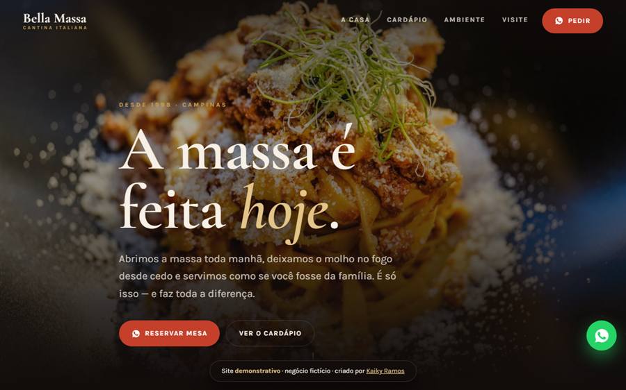 Versão Essencial do site de restaurante